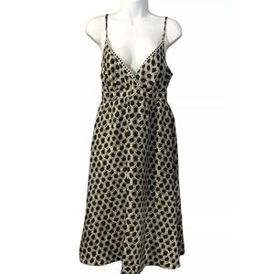 J Crew Strappy Midi Silk Aline Dress Black/White